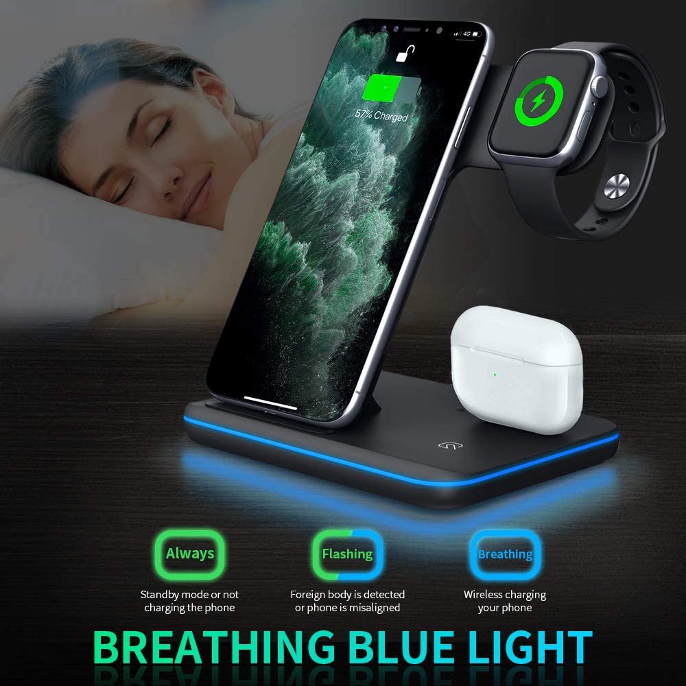 CARGADOR IPHONE – RELOJ- CASCOS 3 In 1 INALÁMBRICO
